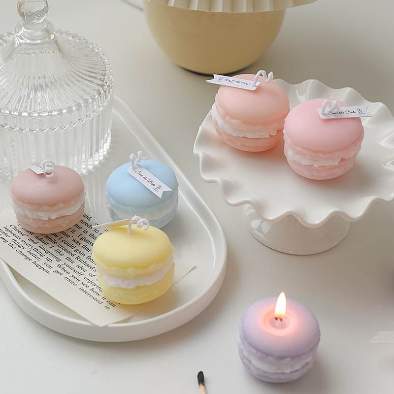 スポット卸売マカロン香りキャンドルインスタイル写真小道具 diy 誕生日ギフト香りキャンドルギフトボックス|undefined