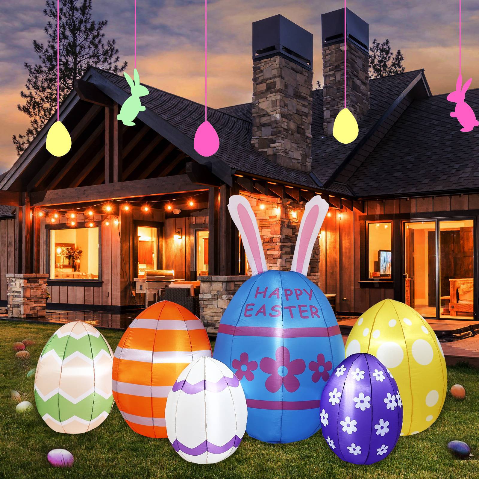 Decoración infláble transfronteriza de Pascua 2.. 6m huevo luminoso seis decoraciones de luz de patio