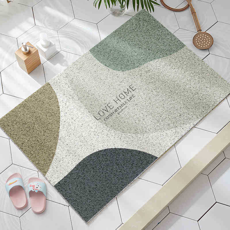 Household Bathroom Floor Mats, Bathroom Waterproof Cut Out Washbasin Wire Ring Foot Mats, Door Mats, Carpets, Entry Foot Mats