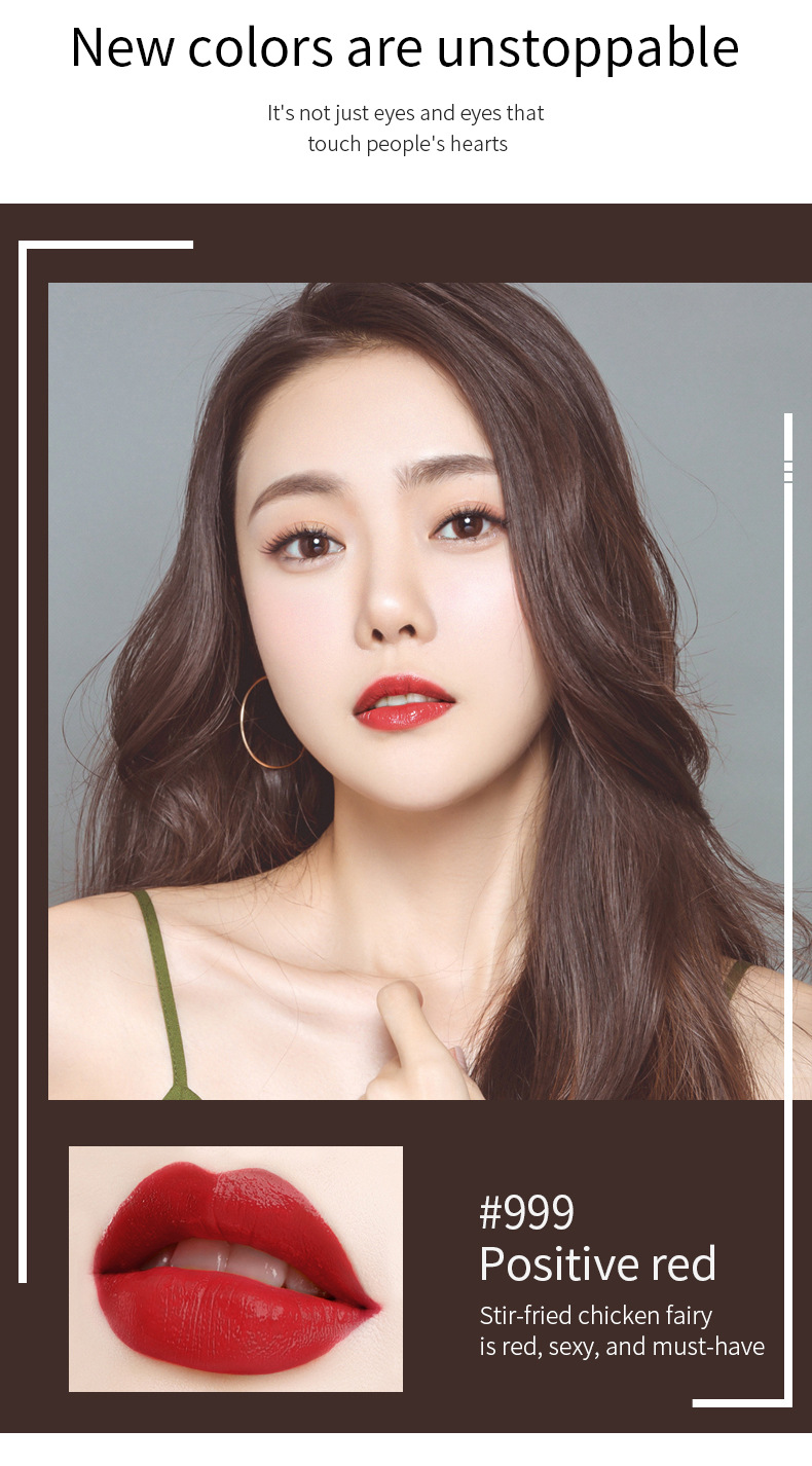 VIBELY Dual-head Lipstick Raincoat Non-stick Cup Long-lasting matte Bright Red 999 Lipstick Two-in-one Lip Gloss undefined