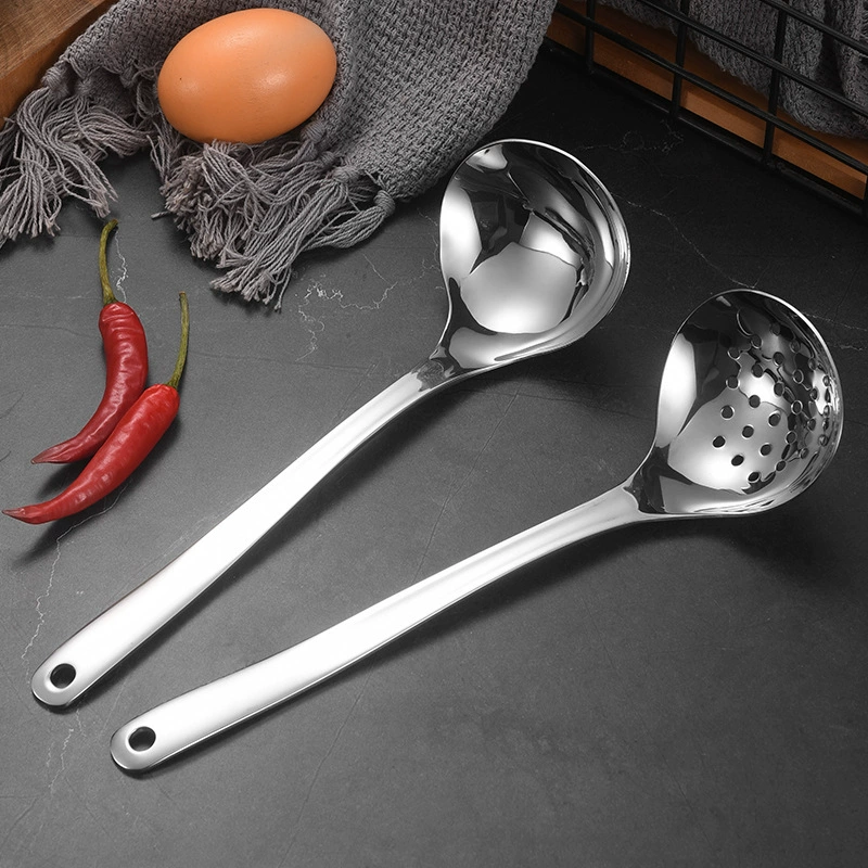 304 Ложка для супа из нержавеющей стали Дуршлаг Утолщенная ложка для горячего горшка Бытовая кухонная каша Ложка для супа в форме сердца