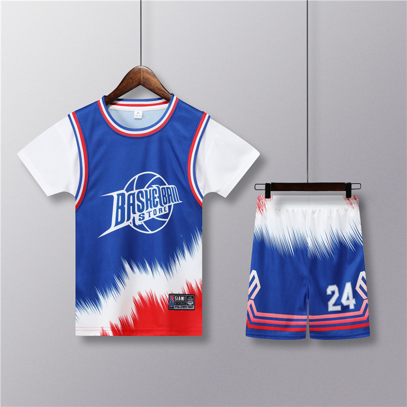 055 Kidsren's Fake Two-Piece Suit Kidsren's Basketball Uniform Kindergarten Performance Uniform Size 16-30