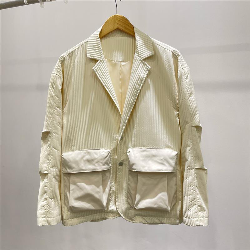 Long-Sleeve Loose-Fitting Blazer Jacket Fashion Designer Men's Pocket Trendy Ins Spring and Autumn Simple Pleated
