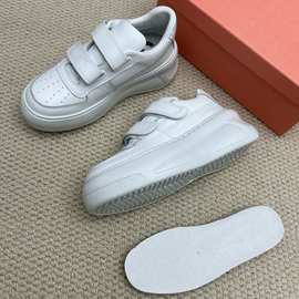 莞产笑脸魔术贴厚底小白鞋女新款真皮百搭内增高松糕运动休闲鞋