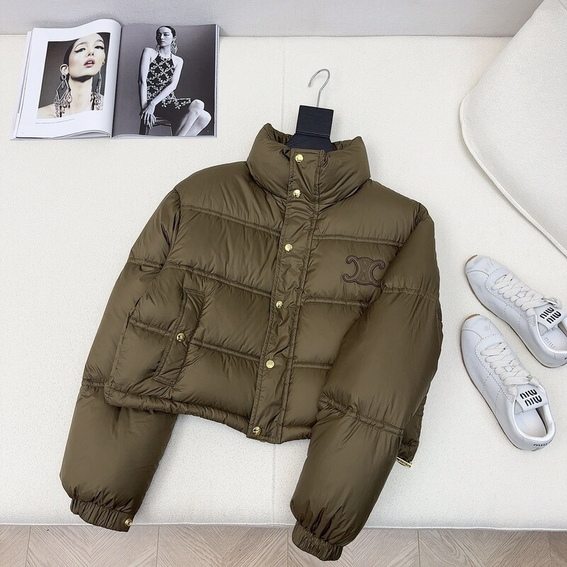 mm25秋冬新款经典时髦复古凯旋门装饰立领短款羽绒服外套|undefined