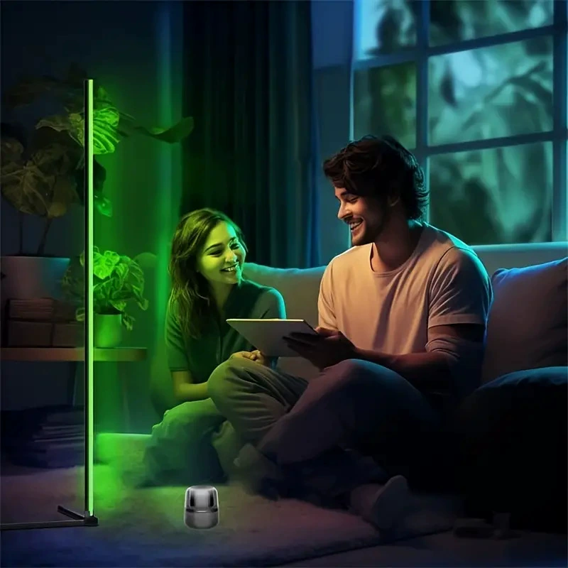 Угловая торшер TUYA WiFi, 1.42 м 3-секции RGBIC Ambient Light, V-образная подставка