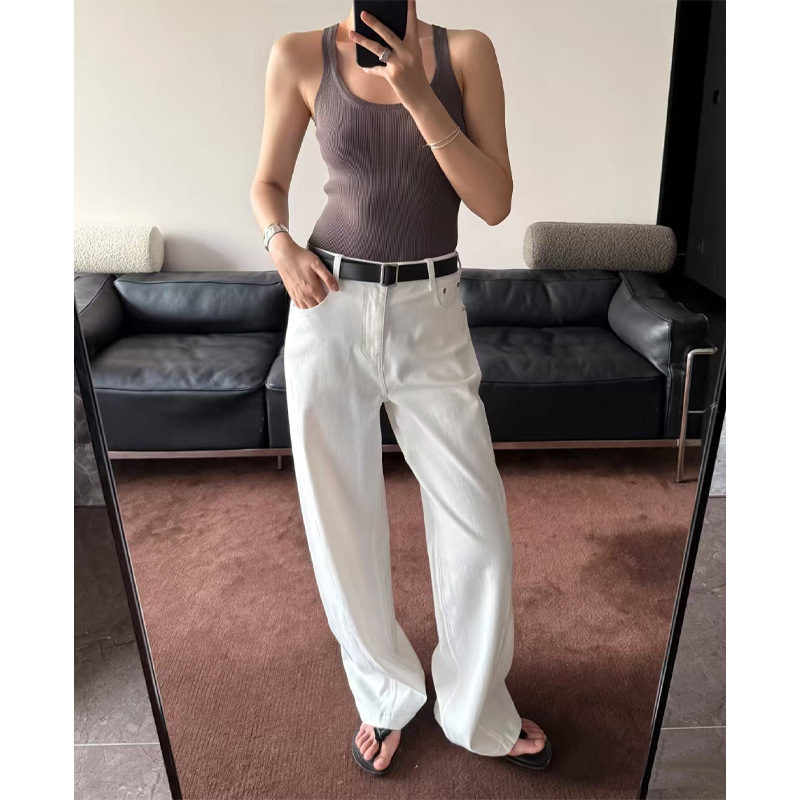 Lyocell Fashionable, Simple and Versatile, White Thin Narrow Wide-Leg Jeans, a Must-Have for Summer Lyocell Fashionable, Simple and Versatile, White Thin Narrow Wide-Leg Jeans, a Must-Have for Summer