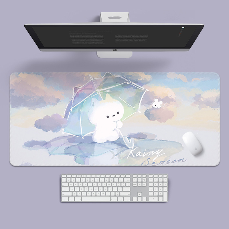 Mori oil painting cat mouse pad cute large table mat girls' office computer keyboard oversized stain-resistant high-end sense