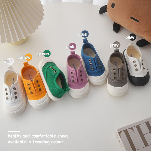 韩版儿童布鞋22秋新男童女童稳步鞋童板鞋一脚蹬幼儿园室内鞋纯色