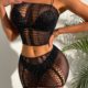 Cross-border Europe and the United States new sexy sexy underwear gypsophila mesh hot drilling temptation mesh two-piece mesh suit