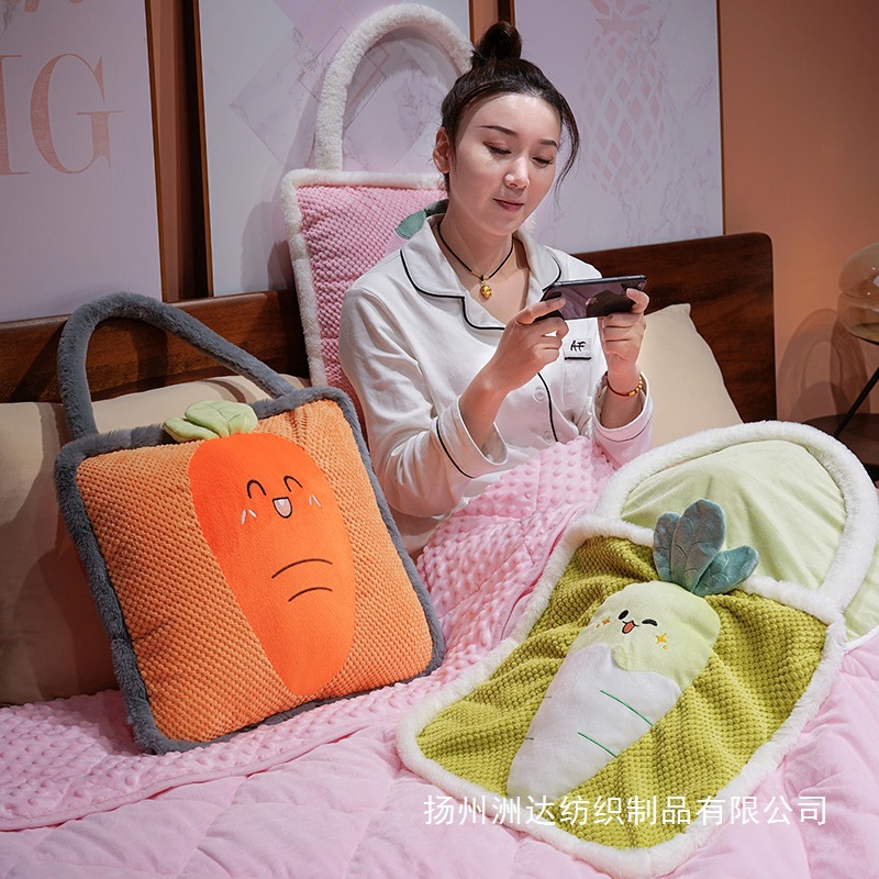 Cartoon Fruit Pillow colcha otoño invierno verano peluche caliente oficina de gran capacidad siesta cojín multipropósito colcha de aire acondicionado