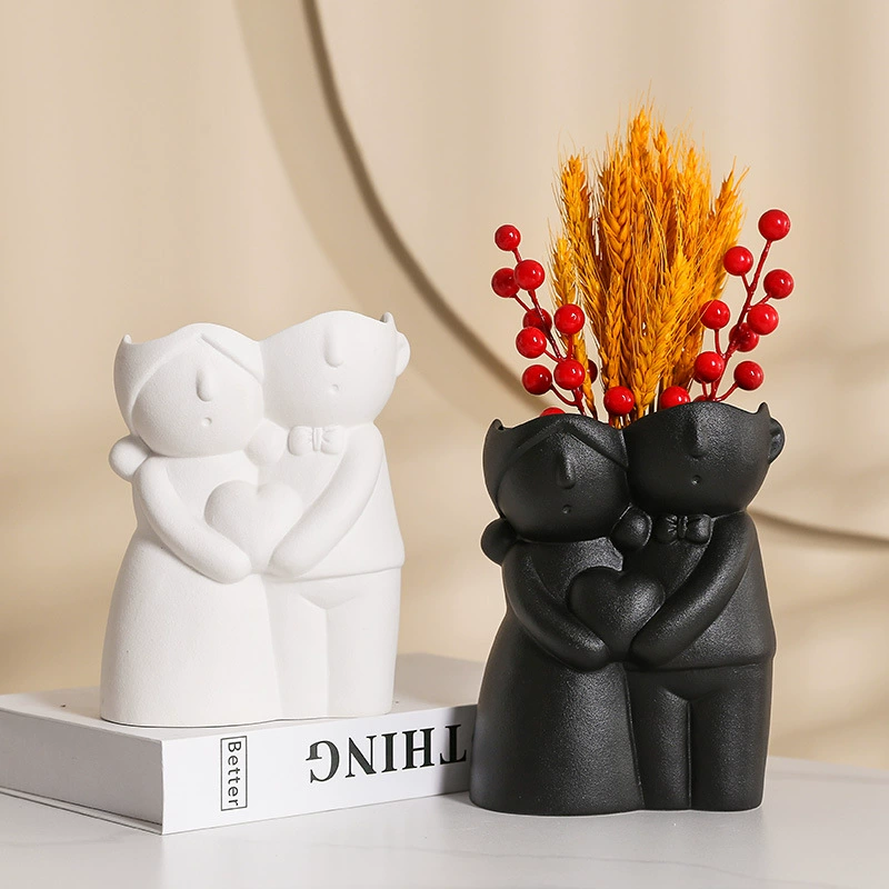 Легкая Роскошная пара Керамическая Ваза творческая пара любовь керамическое украшение рабочего стола сушеный цветок Цветочная вставка украшение дома