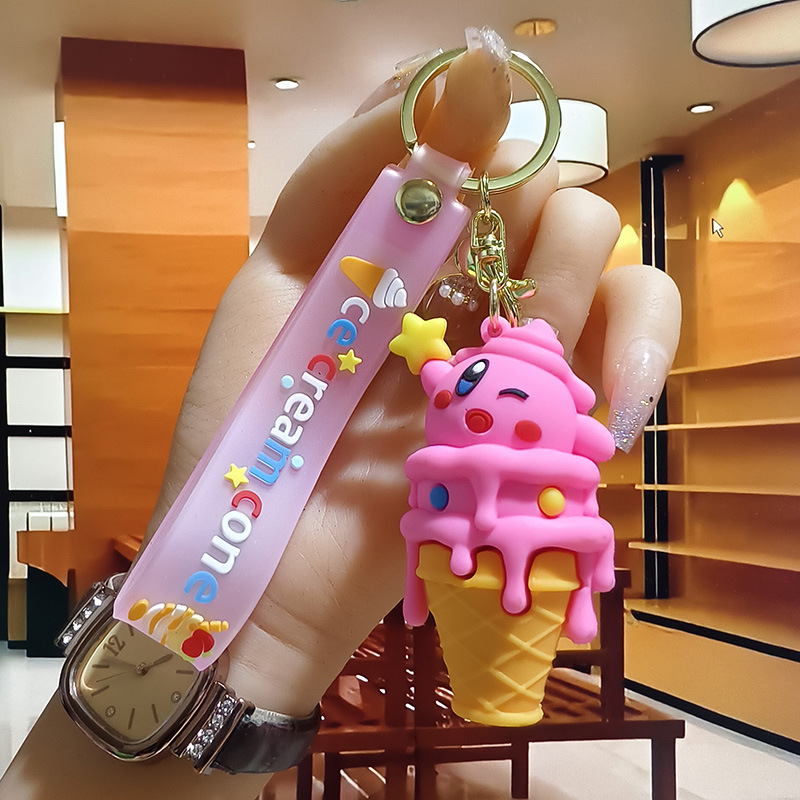 Nuevo oso de fresa helado colgante llavero pareja de la red encantadora bolsa colgante llavero de automóvil exquisito