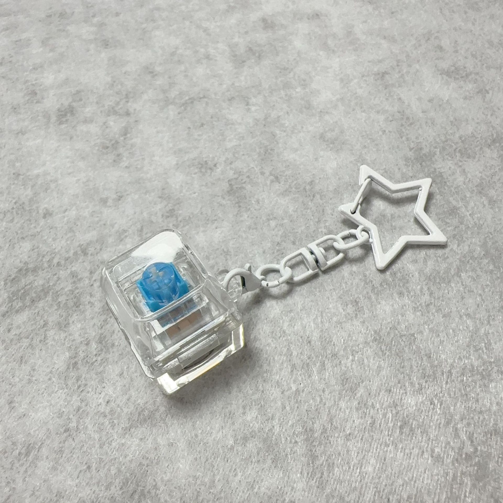 Pc single button-transparent-white star chain