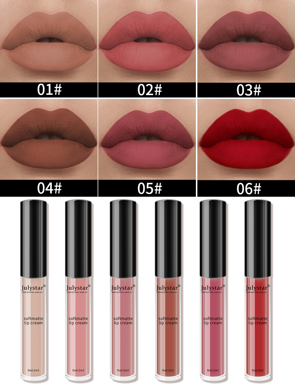 Fashion Popular Multi -colored Student Matte Lip Gloss Set display picture 2