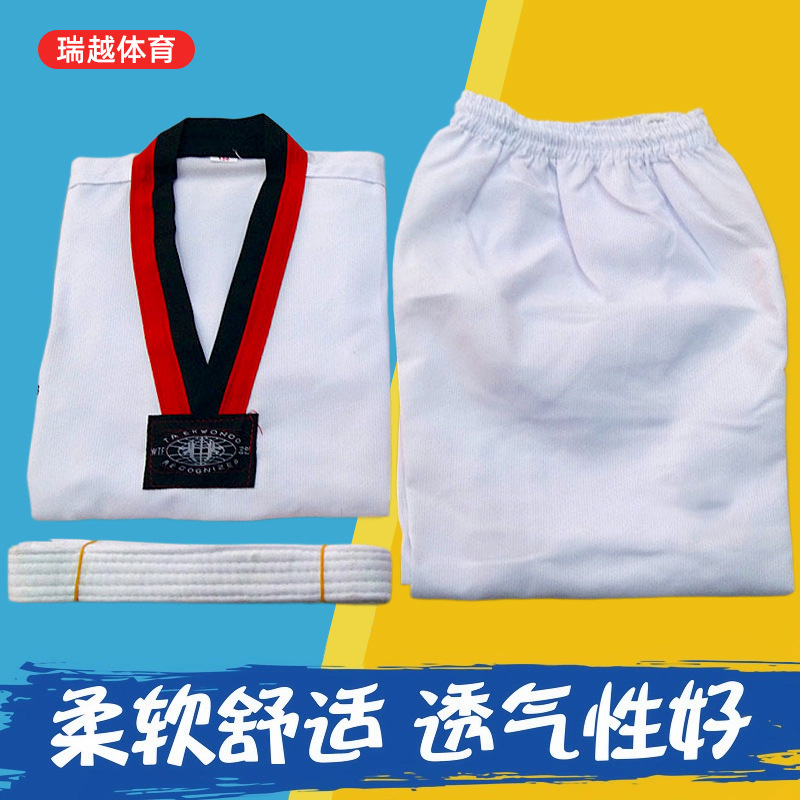 White Taekwondo Uniforms for Adults, Taekwondo Training Classes, Children's Taekwondo Uniforms, Can Add Logo Embroider and Printing Wholesale