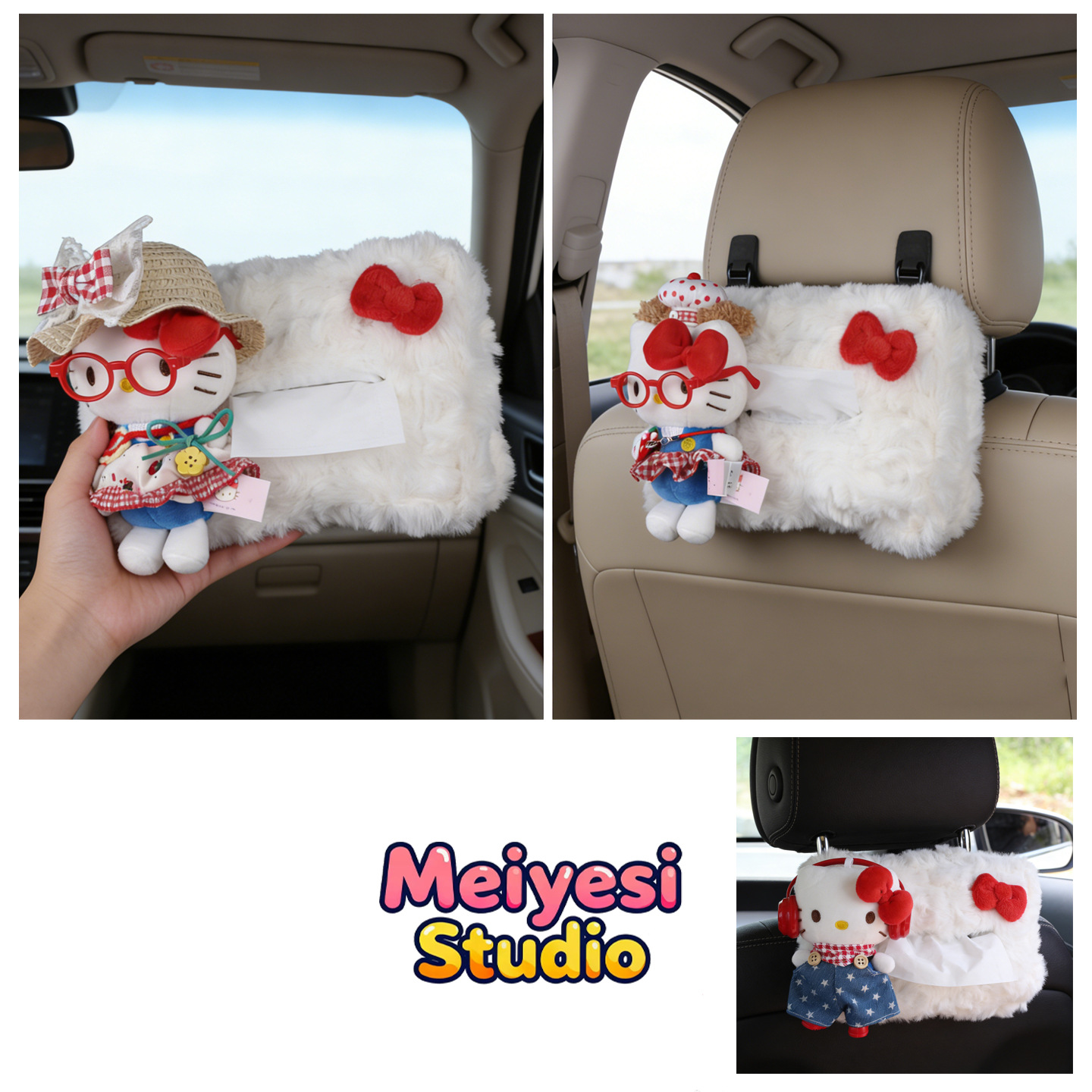 Hellokitty Car Tissue Box 2026 New Model Car Rear Headrest Hanging Type High-End Style for Women