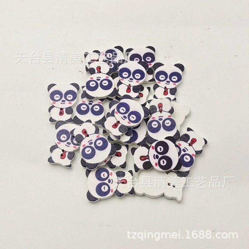 22*30mm fondo blanco de madera de dibujos animados panda botones de madera 4mm grueso decoración de madera panda 20 piezas en un paquete