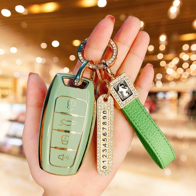 Men and Women | Car key bag - matcha-greensingle-case-horse-green-lanyard-number-card