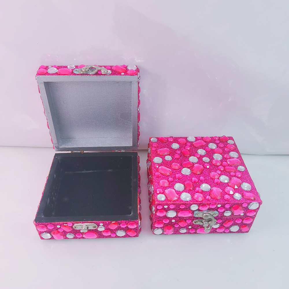 厂家现制高档纯手工贴钻木质首饰盒戒指盒饰品收纳盒礼品珠宝盒