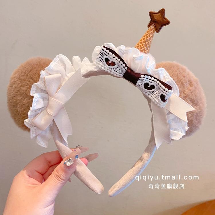 洗脸化妆毛绒头箍发箍卡通可爱猫咪KT小熊耳朵豹纹女卡通发饰摆摊|undefined