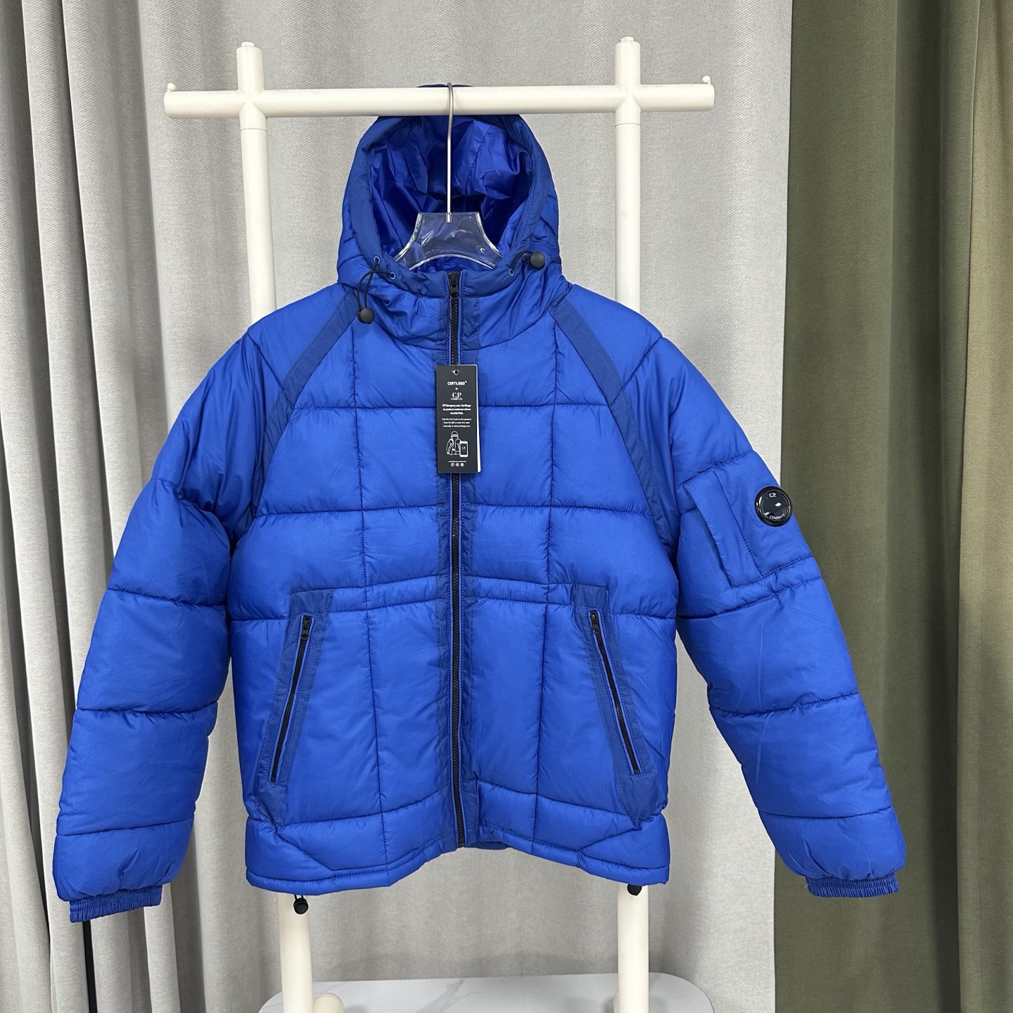 Cross-border foreign trade autumn and winter CPCOMPANY hooded quilted jacket with lens badge and plaid drawstring