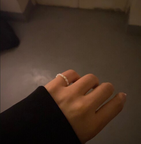 Korean-style fresh, fashionable, elegant, minimalist freshwater rice grain pearl elastic ring for index finger, delicate, versatile, temperament women