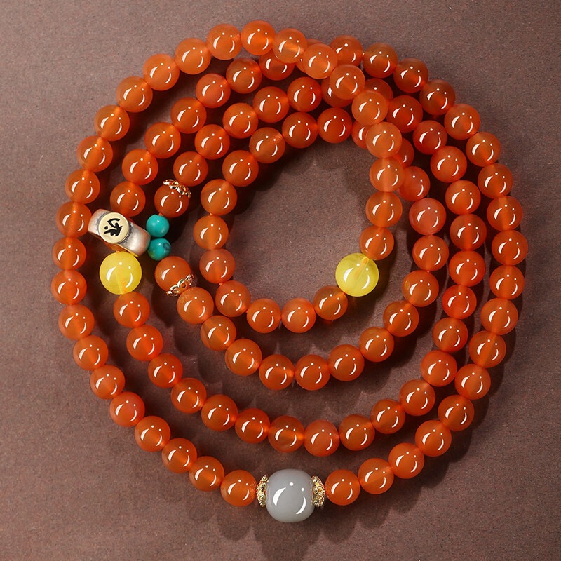 Zodiac Year Southern Red Agate 108 Bead Buddhist Bracelet, Smoky Purple Hetian Jade Bracelet, Zodiac Buddha Guardian Deity, Multi-loop for Women Zodiac Year Southern Red Agate 108 Bead Buddhist Bracelet, Smoky Purple Hetian Jade Bracelet, Zodiac Buddha Guardian Deity, Multi-loop for Women
