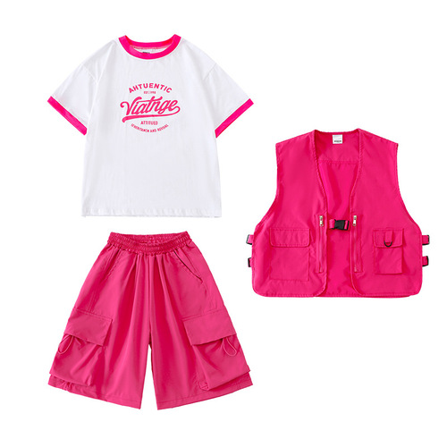 Girls hiphop Dance Costume pink jazz cargo pants Street Dance Performance outfits for girls boys  gogo dancers dance wear Children's Hiphop model Show Stage clothes