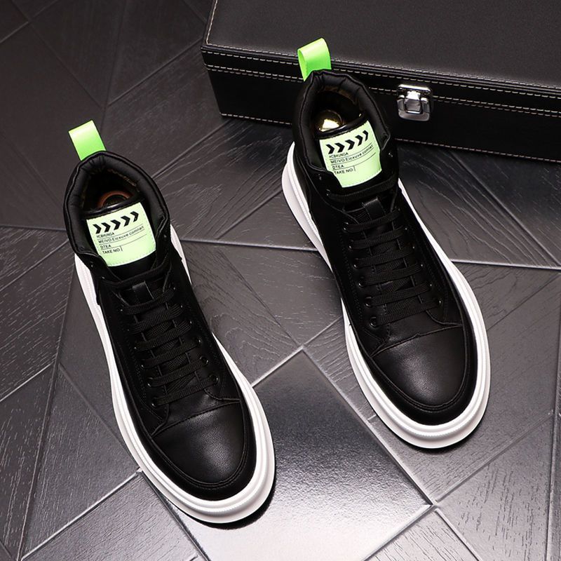 High-top Shoes, K-style Trendy White Shoes, Men's Sports Versatile Casual Shoes with Increased Height, Men's White Medium Short Boots High-top Shoes, K-style Trendy White Shoes, Men's Sports Versatile Casual Shoes with Increased Height, Men's White Medium Short Boots