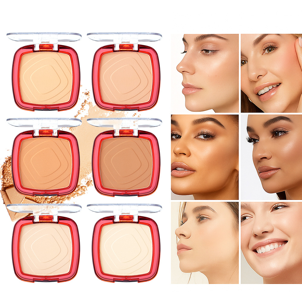 Cross-Border Makeup Specially Designed for Summer Makeup Setting Powder Single-Layer Six-Color Concealer and Contouring Powder Puff Long-Lasting Oil-Control Powder