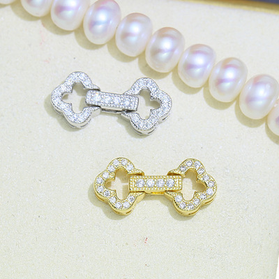DIY parts S925 Sterling Silver fashion Western style Pearl jade Necklace clasp Bracelet Clip sweater chain Buckle