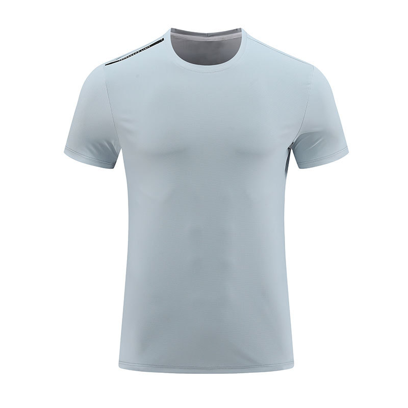 Camiseta impresa de secado rápido para hombres, fitness, cuello redondo suelto, ropa de entrenamiento de seda de hielo de verano, hombres de manga corta