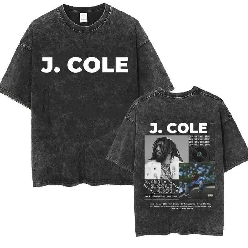 Rapper J Cole Dreamville Same Print T-Shirt Retro Washed Short Sleeve T-Shirt Street