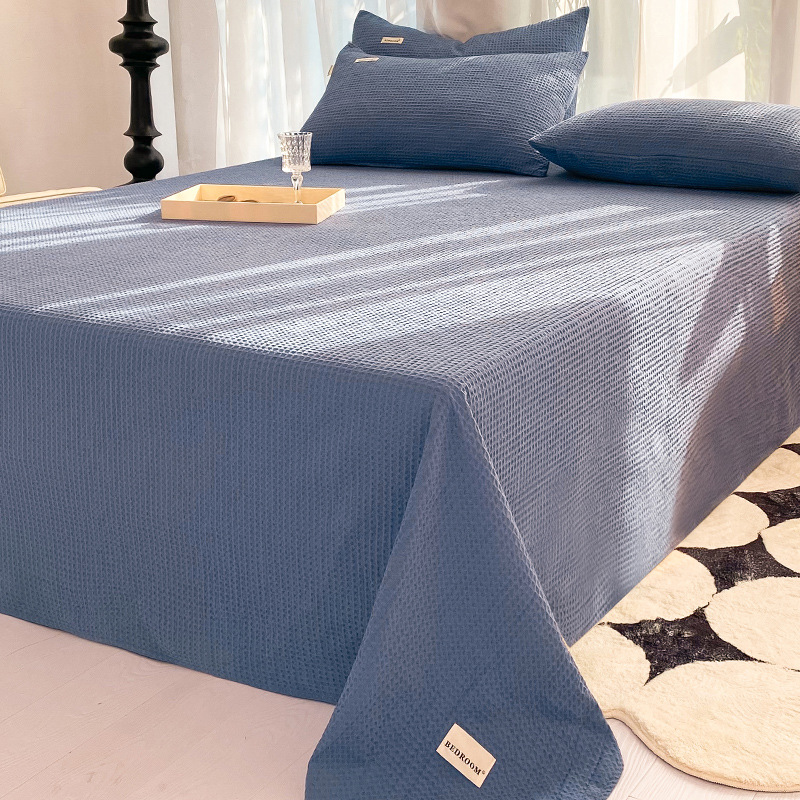 Una sábana de algodón waffle de clase 100 piezas individuales de algodón, sábana gruesa de tatami, juego de tres piezas, universal de cuatro estaciones