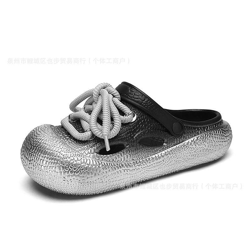 Pareja pisando la mierda, zapatos con agujeros transfronterizos, tallas grandes, sandalias y zapatillas Baotou de suela gruesa, sandalias ligeras y transpirables, zapatos de hombre