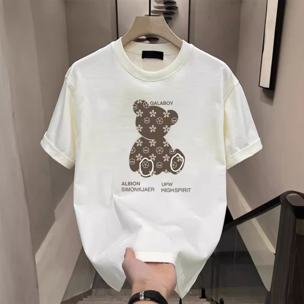 Women's Clothing bear print loose short sleeved t shirt for men and women summer retro cotton couple t shirt_voghion.com