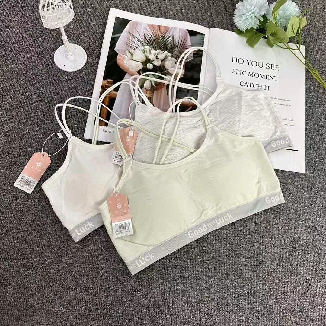 Taza fija chaleco de desarrollo deportivo de niñas sin anillo de acero belleza de espalda envuelta pecho chaleco de sueño ropa interior al por mayor 3287 image 1