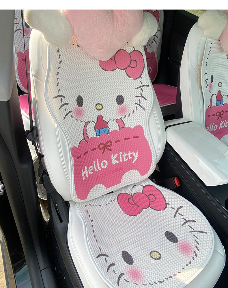 Kitty Car Ice Silk Cushion Summer Cool Cushion Monolithic Cushion Four Seasons Universal Main Driving Goddess Cute Cartoon