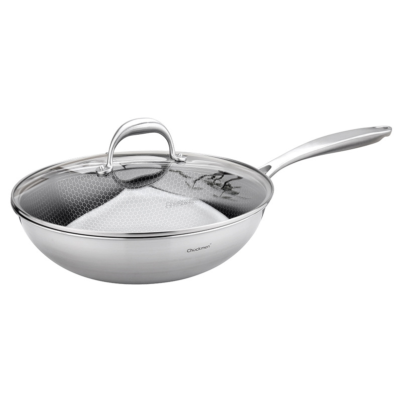 Chockmen Zhuo Deming 18/10 Acero inoxidable Zhijie Patrón de panal Revestimiento antiadherente Olla para cocinar Hogar 30cm
