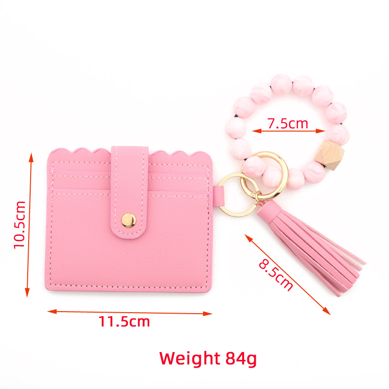 96g Weight Keychain Classification 1 Piece Fashion Tassel Solid Color Leopard Pu Leather Beaded Women's Keychain
