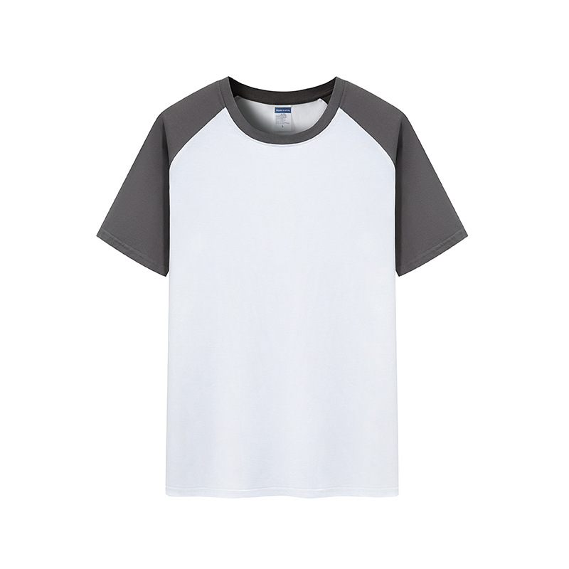 Verano nuevo 200g Raglan color a juego de manga corta camiseta juventud algodón retro contraste suelto color cuello redondo top