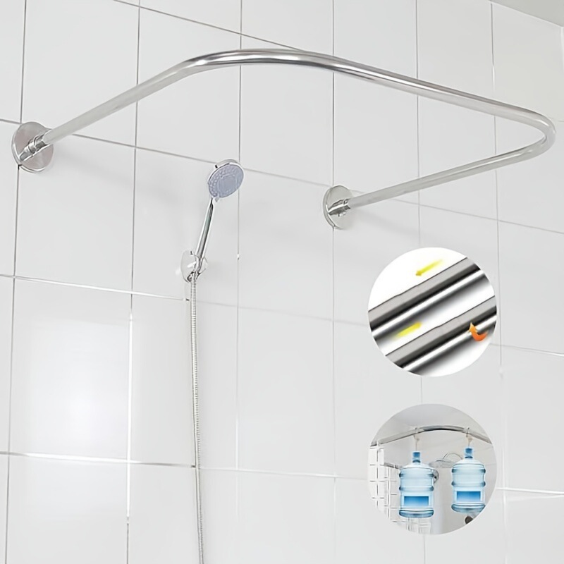 Shower Curtain Rod, Mildew-Resistant U-Shaped Curved Partition Curtain Rod, Shower Bathroom Bathtub Track Curtain Telescopic Rod Shower Curtain Rod, Mildew-Resistant U-Shaped Curved Partition Curtain Rod, Shower Bathroom Bathtub Track Curtain Telescopic Rod