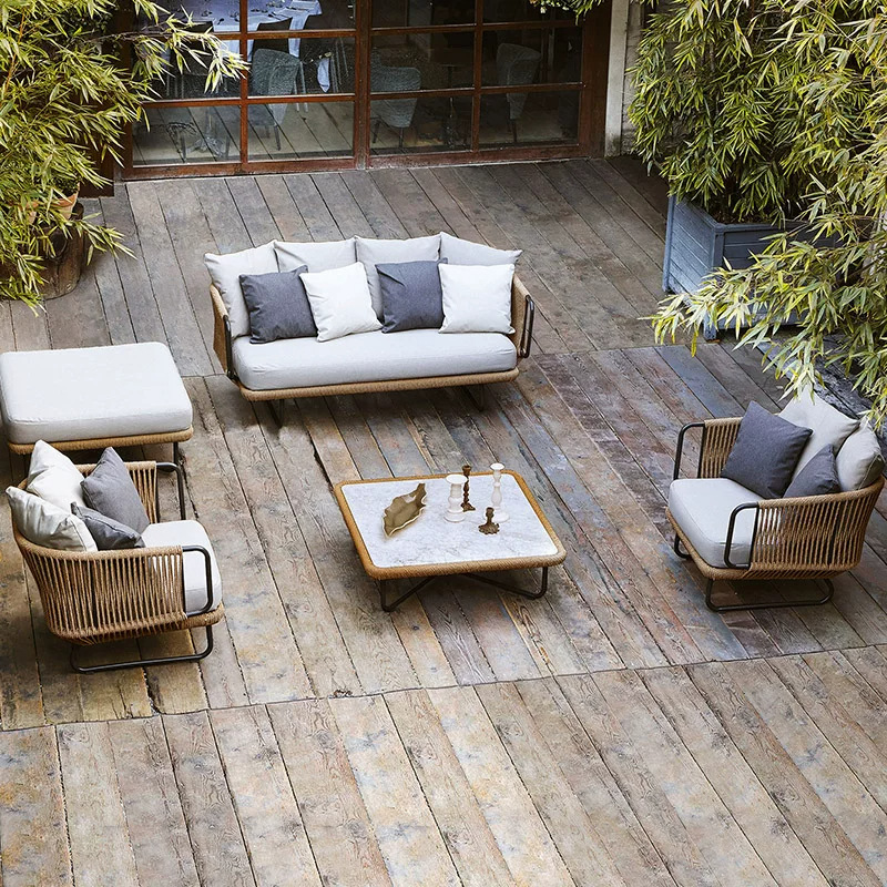 Outdoor Handwoven Furniture, Patio Waterproof Sofa, Outdoor Pool, Garden, Balcony, Sun-Resistant Furniture Set