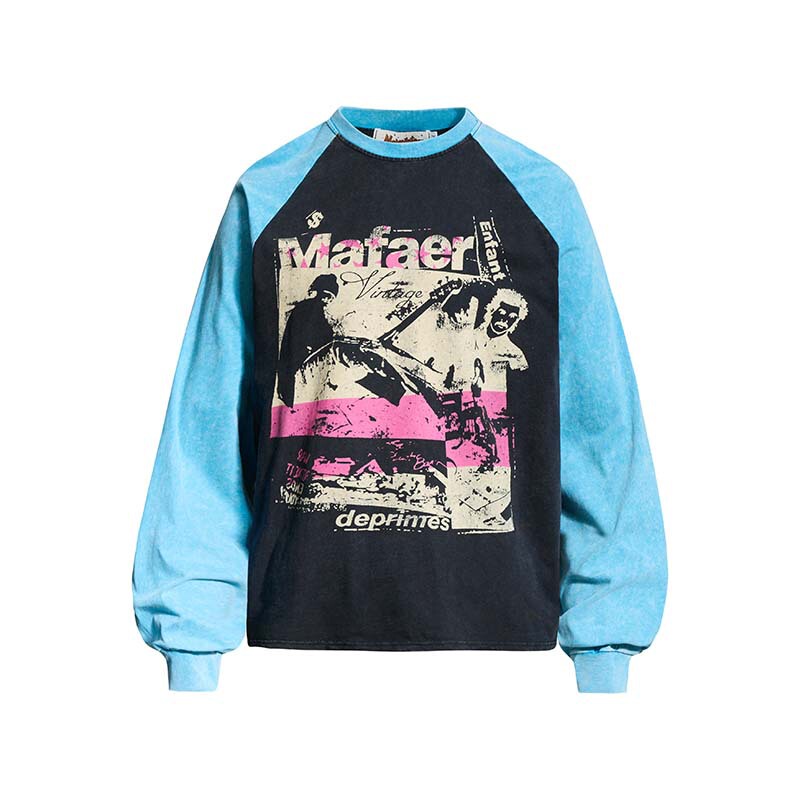 2026 Autumn New Collection: Men's Long-Sleeve T-Shirt with Character and Letter Print, Color Block Design, Trendy Brand Top 2026 Autumn New Collection: Men's Long-Sleeve T-Shirt with Character and Letter Print, Color Block Design, Trendy Brand Top