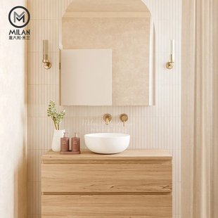 ✅ Full-Body Brick Strip Mosaic Tiles Bauhaus Style Milk Tea Color Custom Wall Tiles Gray Full Porcelain