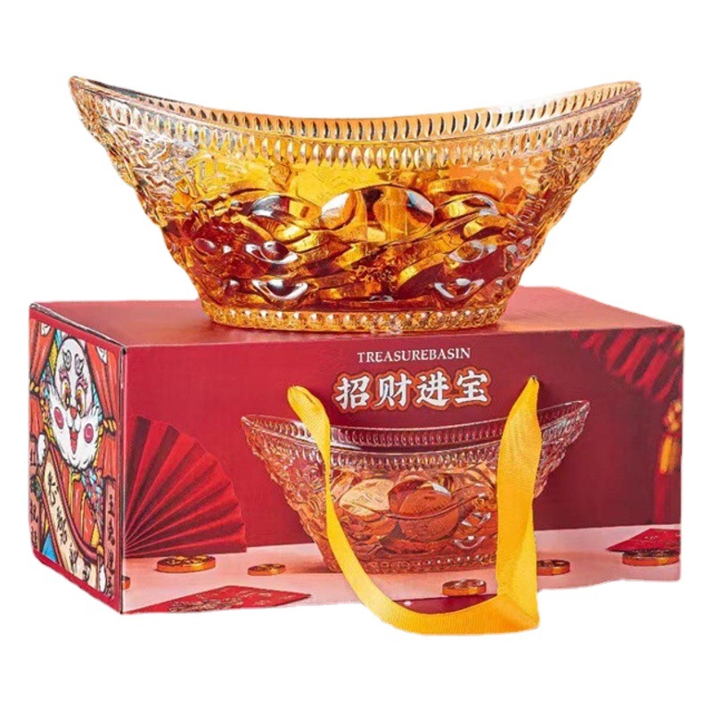 Tipo de lingote de vidrio festivo plato de fruta caja de regalo hogar sala de estar mesa de café regalo de apertura de fruta al por mayor plato de aperitivos dulces