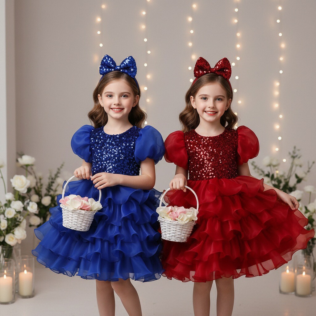 (Cross-border trading), children's evening dress, headband