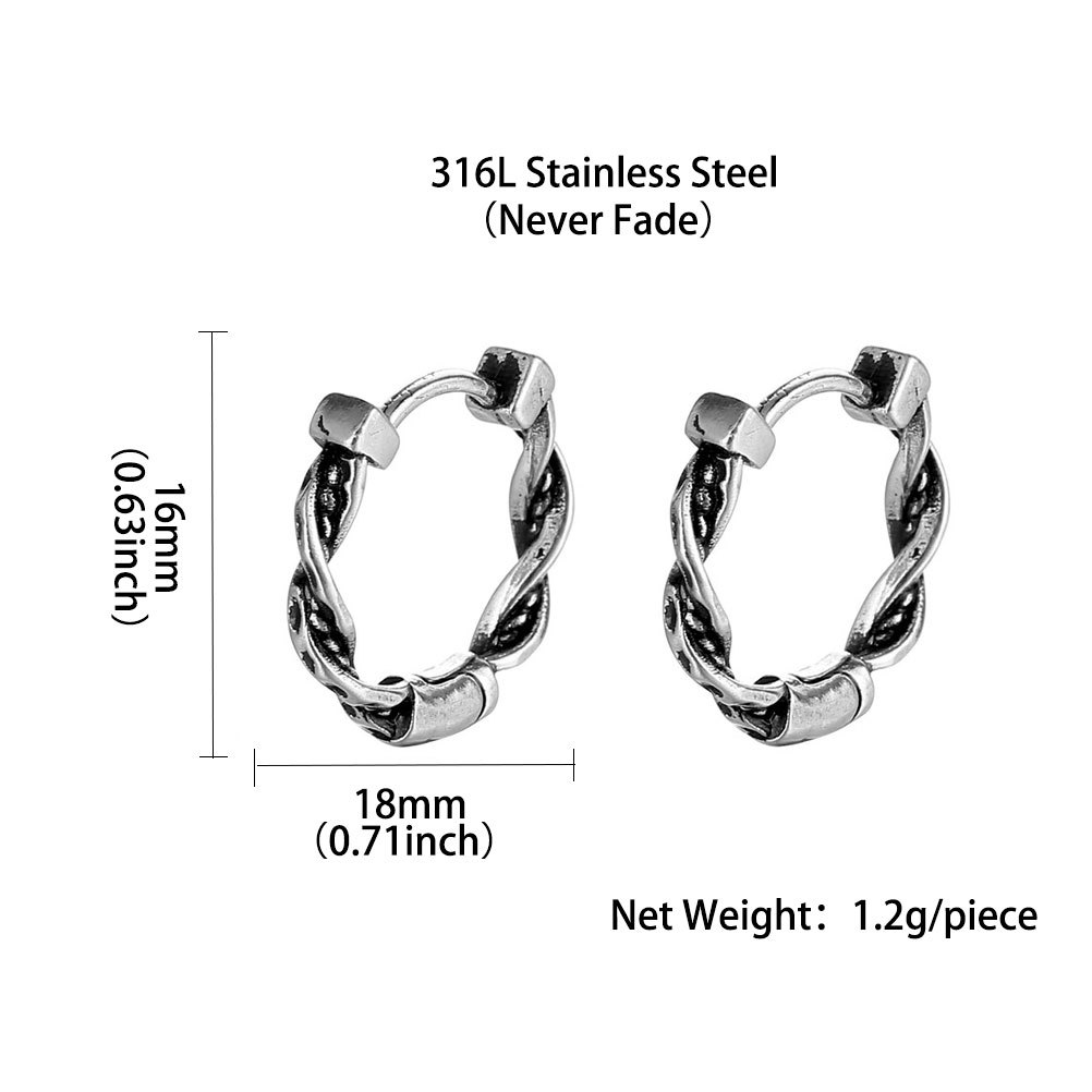 1 Piece Fashion Twist Titanium Steel Plating Men's Earrings display picture 3