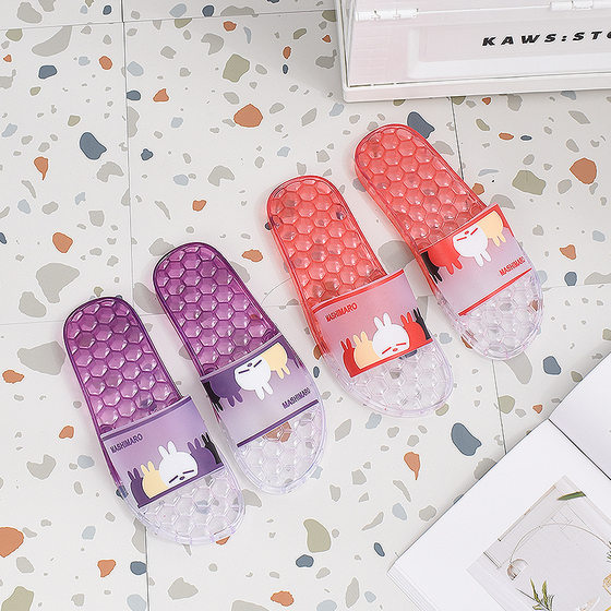 [Chuang Xing Jia] slippers women's summer fashion cartoon transparent indoor non-slip non-smelly feet bathroom flat slippers